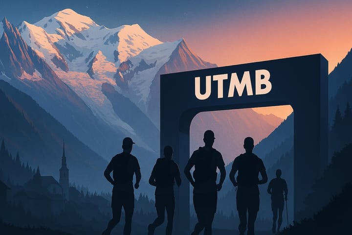 Runners at the start of the UTMB trail race